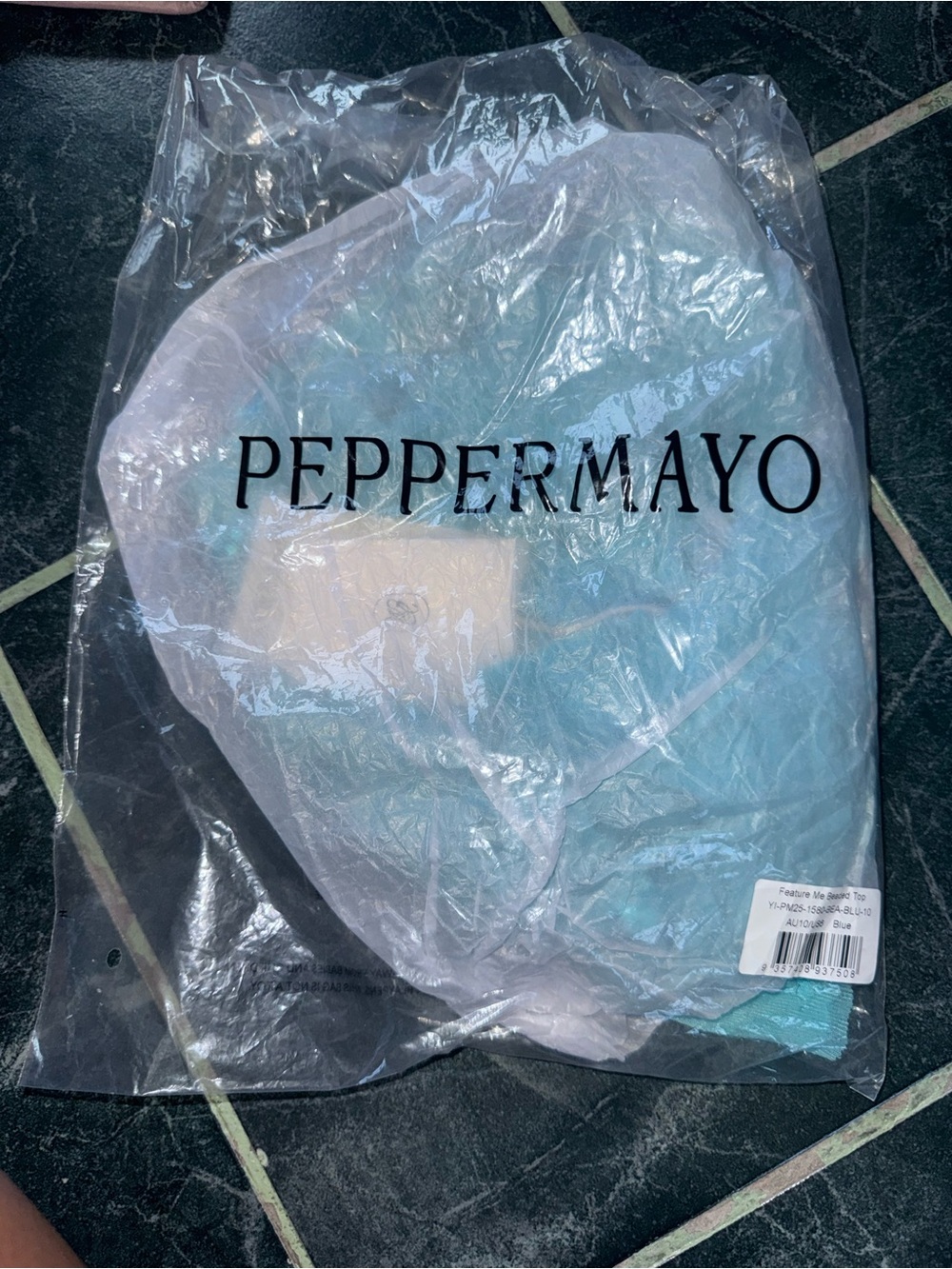 Peppermayo Teal Blue Halter Top with Beaded Accent - Picture 2 of 2
